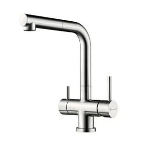 Смеситель для мойки Omoikiri S-BN нерж.сталь, вытяжной шланг, подача фильтр. воды 4994346