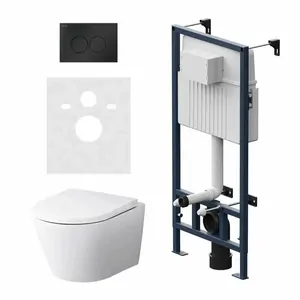 Комплект инсталляции AM.PM клавиша L черный мат + унитаз Sense с сиденьем IS100138.741701