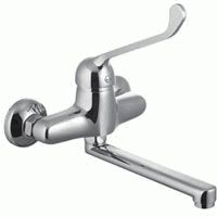 Смеситель для раковины Lemark LM4611C настенный, хирургический локтевой, излив 200мм, хром