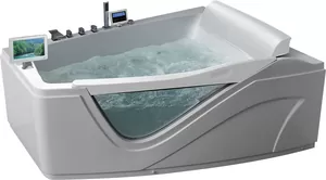 Гидромассажная угловая ванна Gemy G9056 O R (1700х1300х750) со вставкой из прозрачного стекла, TV 8"