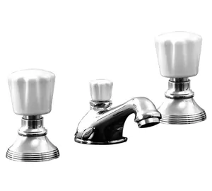 Смеситель для раковины Devon&Devon DDMR300CR на 3 отверстия, донный клапан, хром