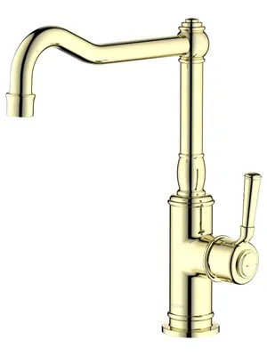Смеситель для кухни Aquatek AQ1580PG однозахватный, поворотный излив 242мм, золото полир