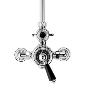 Термостат Devon&Devon MARM74CRBD наружного монтажа, для душевой стойки, черная ручка, цвет: хром