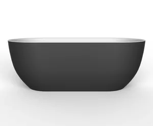Ванна акриловая BelBagno BB70-1500-800-W/NM (1500x800x600) одельностоящая,овальная,белая/чёрная мат