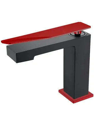 Смеситель Boheme 141-BR.2 для раковины, на 1 отверстие, однозахватный, черный+красный