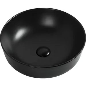 Раковина накладная Aquanet -1-MB 415х135 круглая, без перелива и отв. под смес., черный 245827