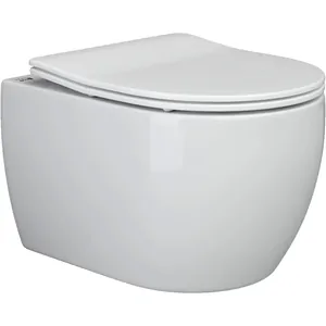 Унитаз подвесной Ceramicanova 370х490х340 безободковый, сиденье микролифт, крепеж, бел. CN3001