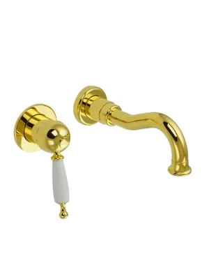 Смеситель для раковины Migliore скрытого монтажа, ручка белая, золото ML.OXF-6345.BI.DO