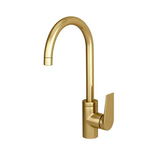 Смеситель для кухни WasserKRAFT 5507 с поворотным изливом, золото матовое