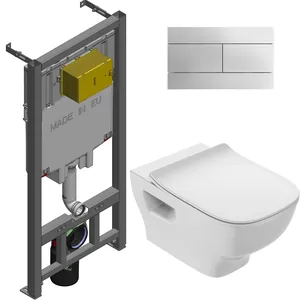 Инсталляция Jacob Delafon E29025 кноп.хром +унитаз без ободка, сид.тонкое микрE21741RU-00