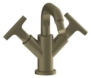 Смеситель для биде Fantini 67P6J062F двухзахватный, донный клапан, Matt British Gold PVD