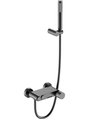 Смеситель Boheme 123-GM для ванны/душа, настенный, с изливом, с ручным душем, графит