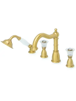 Смеситель Boheme Camelia на борт ванны, с душевым гарнитуром, двухзахватный, бронза 391-Camelia