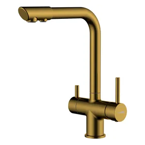 Смеситель для кухни WasserKRAFT A8387 однозахватный, с каналом для питьевой воды, цвет: золото мат