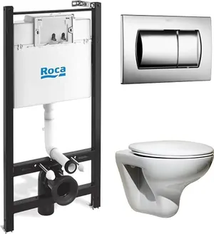 Комплект Инсталляция ROCA+унитаз ROCA +Кнопка смыва хром+Сиденье с микролифтом 7.8931.0.001