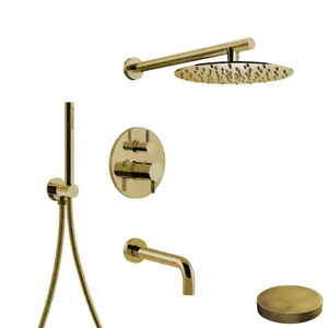 Душевая система Giulini My Future встраиваемый смеситель, верхний и ручной душ, излив, браш.золото F5970OSP