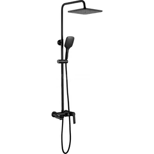 Душевая система ESKO однозахватный смеситель, верхний/ручной душ, цвет: черный матовый