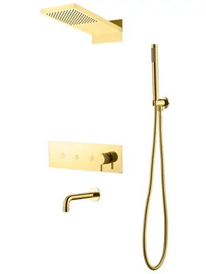 Душевая система Boheme 130-2-G встраиваемая, верхний/ручной душ, с изливом, золото