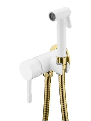 Смеситель Boheme 467-WG встраиваемый,с гигиеническим душем, однозахватный, с держ, белый+золото