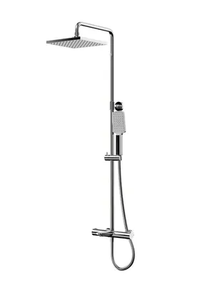 Душевая система Paini 09CR687THQ250F3Q80 термостат, фикс. излив, квадрат. верх./руч. душ, хром