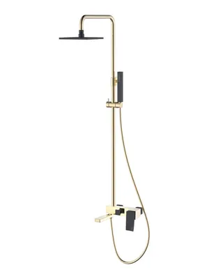 Душевой комплект Boheme 148-GB.2 настенный, однозахватный, верхний/ручной душ, золото+черный