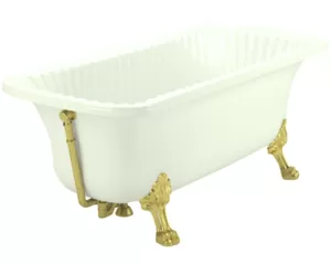 Ванна MIGLIORE ANG 174x83 на 2-х лапах "LEONE" STANDART установка к стене, белая/золото 27001