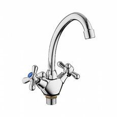 Смеситель Ledeme Н18 для кухни, двухзахватный, поворотный излив, хром L4118-2