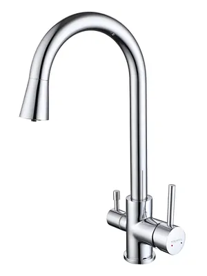 Смеситель для кухни Aquatek AQ1085CR однозахватный, поворотный излив 269мм, цвет: хром
