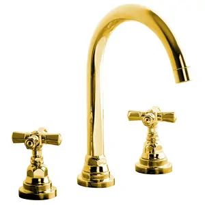 Смеситель для раковины Nicolazzi Agora двухзахватный, на 3 отв., цвет: золото 2308GO05IN