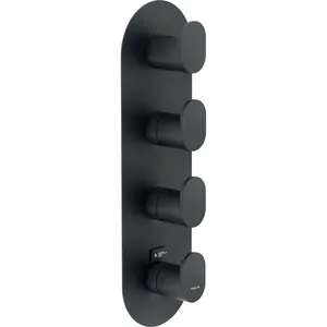 Смеситель NOBILI встраиваемый, термостат, на 4 потребителя, внешняя часть, черный мат 94104BM