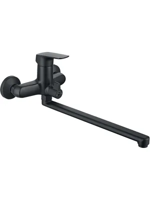 Смеситель для ванны Aquatek AQ1042MB настенный, однозахватный, длинный излив 320мм, черный мат