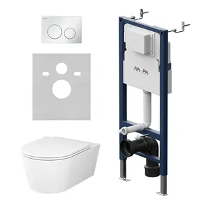 Комплект инсталляции AM.PM клавиша L белая+унитаз Func FlashClean с сиденьем IS90101.8F1701