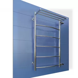 Полотенцесушитель ОЛИМП "Лесенка Дуга" боковая (600*400) нержавейка 1" с полочкой, правая