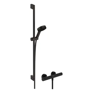 Душевая система Hansgrohe ручной душ,термостат,штанга 900 мм,черный матовый 24261670