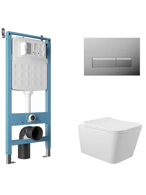 Инсталляция Aqueduto TECNICA NOVO + унитаз с сиденьем + клавиша смыва RETANGULO NOVO AQDS198