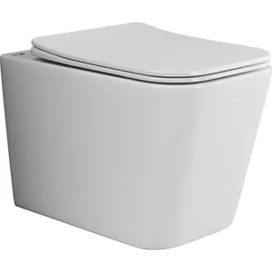 Унитаз подвесной Ceramicanova 370х360х530 безободковый, сиденье микролифт, белый CN1806