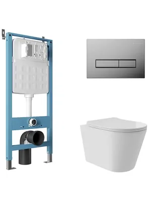 Инсталляция Aqueduto TECNICA NOVO + унитаз с сиденьем + клавиша смыва RETANGULO AQDS139Т