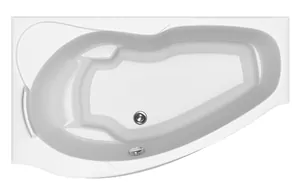 Ванна акриловая BAS 1600х850 угловая, левая, асимметричная,каркас, без слива-перелива, белый