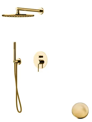 Душевая система GATTONI 9190/PDSG встраиваемая, верхний и ручной душ, золото браш
