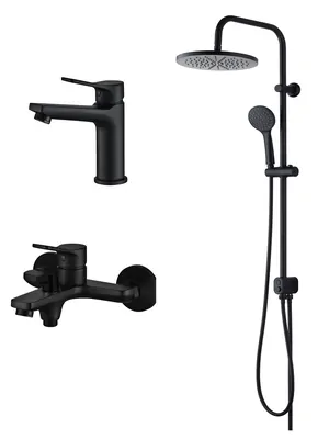Душевая система + набор смесителей ESKO DI3in1  для раковины/ванны, черный