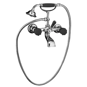 Смеситель для ванны настенный Devon&Devon DDMRBL333MCR ручная лейка, шланг,хром/черный