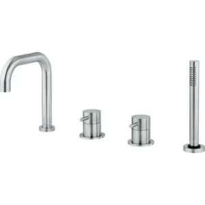 Смеситель на борт ванны CISAL на 4 отверстия, с душ. гарнитуром, нержавеющая сталь XI001260D1