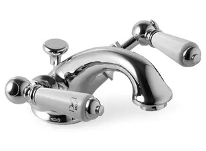 Смеситель для раковины Devon&Devon MARF54CR двухзахватный, д/к, хром/керамика белая