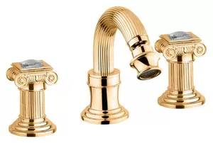 Смеситель CEZARES -BBS2-03/24-Sw для биде, 3 отверстия, донный клапан, золото/ручки Swarovski