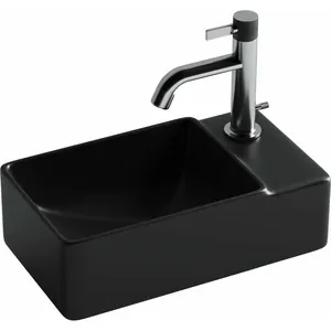 Раковина подвесная Ceramicanova 395х220х125 чаша слева,отв.под смес., черный мат. CN5045MB