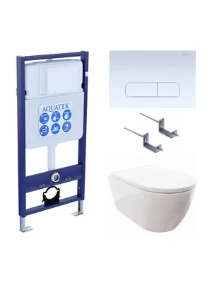Комплект инсталляция+унитаз с сиденьем микролифт+кнопка  Aquatek SET AQUATEK ПОЛАРИС-013 4в1