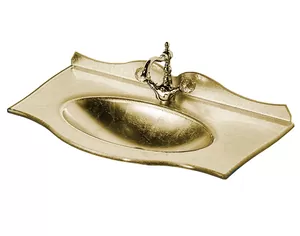 Раковина для тумбы Caprigo 80 (840х460х150) стеклянная с бортиком, золото OW15-11012-(G)