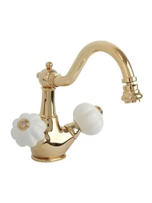 Смеситель для биде Migliore с д/клапаном, белый/золото ML.OLV-5844.BI.DO