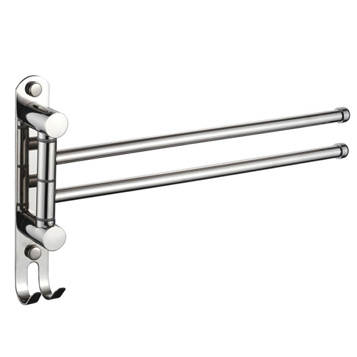 вешалка LEDEME SUS304 2-я д/полотенца поворотная с 2-мя крючками L70112