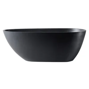 Ванна из искусственного камня Abber Dortmund (1700x750) отдельност, слив-перелив, черная мат AM9911B